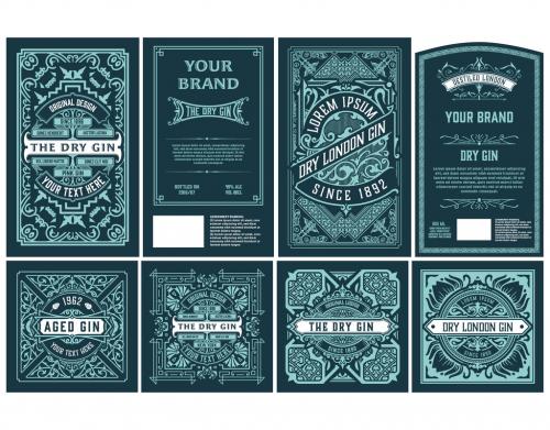 Set of 8 Vintage Labels for Packing