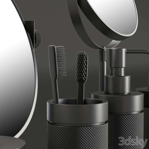 088 Bathroom Decor Set Accessories Charcoal Matte 00