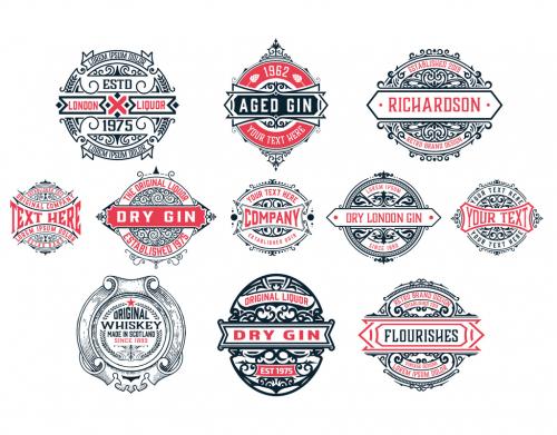 Set of 11 Vintage Logos and Badges