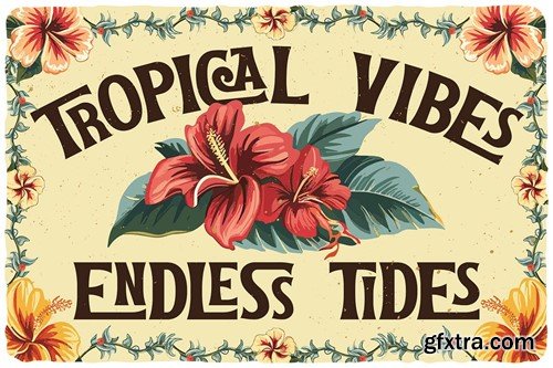 Tropical Tides Vintage Label Font NHXTHBJ