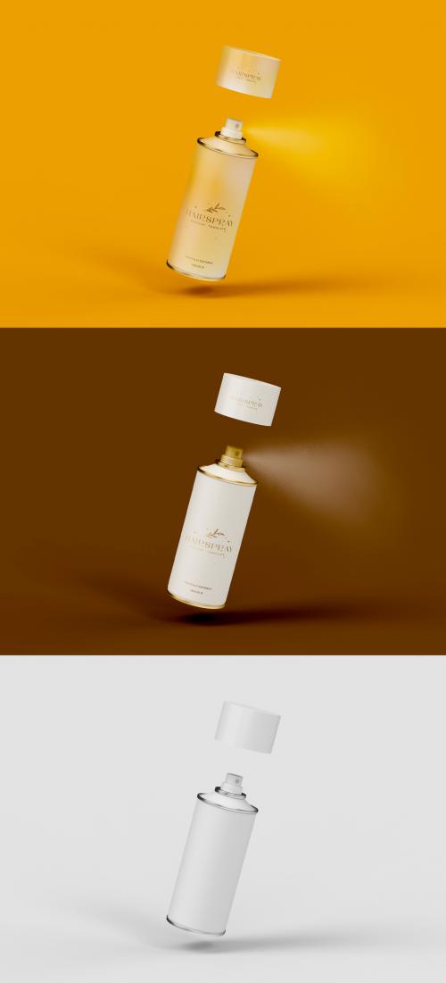 Floating Spray Can Mockup