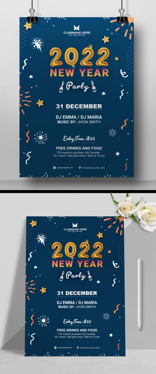 Happy New Year Party Flyer Layout 2022