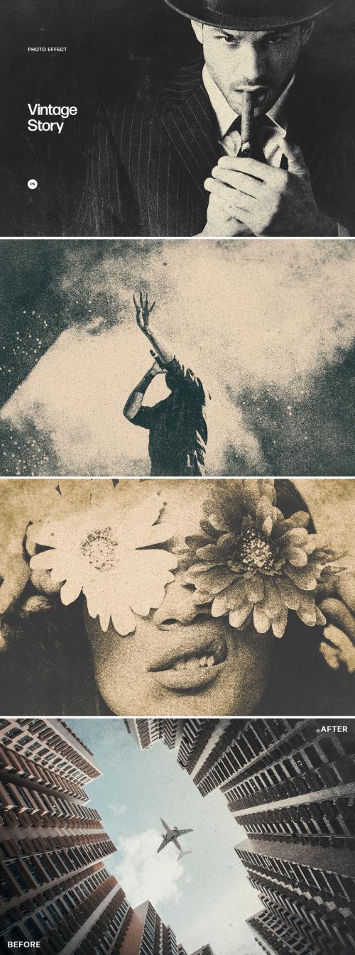 Vintage Film Grain Photo Effect Mockup