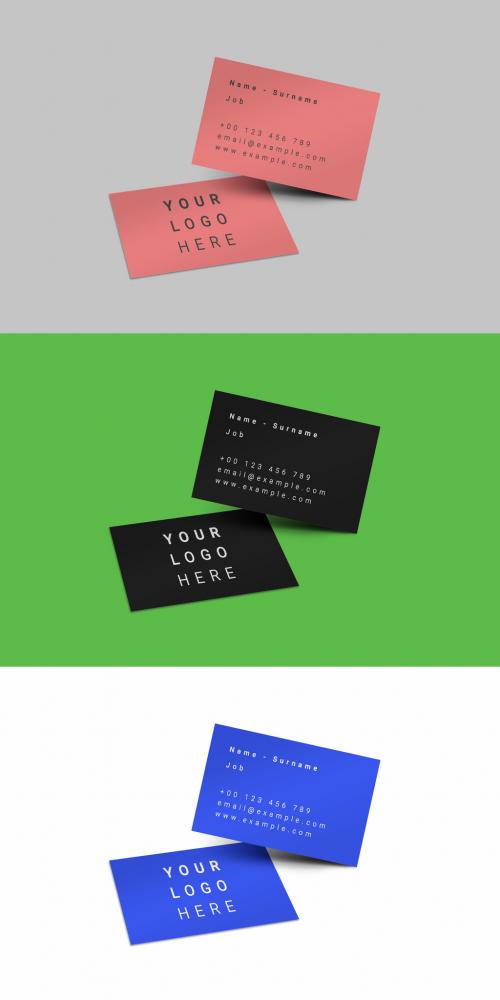 Two Both Side Professional Business Cards Horizontal Mockup on Removable Background