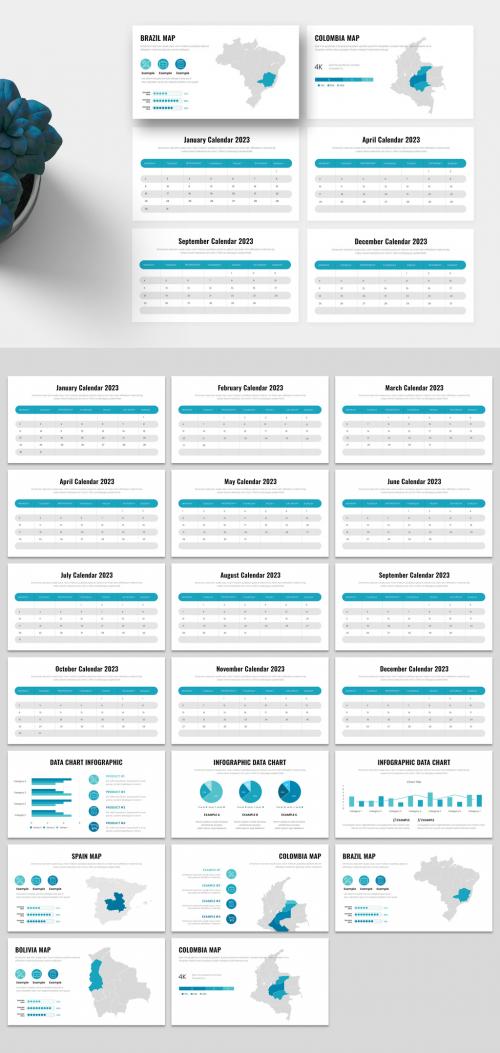 2023 Calendar with Map Presentation