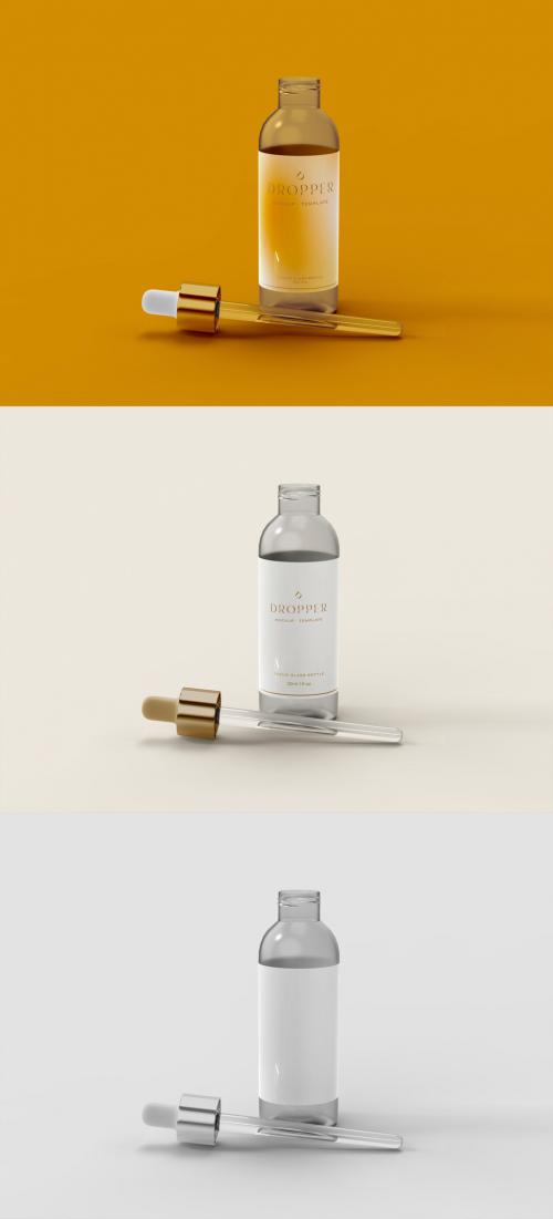 Open Dropper Bottle Floating Mockup