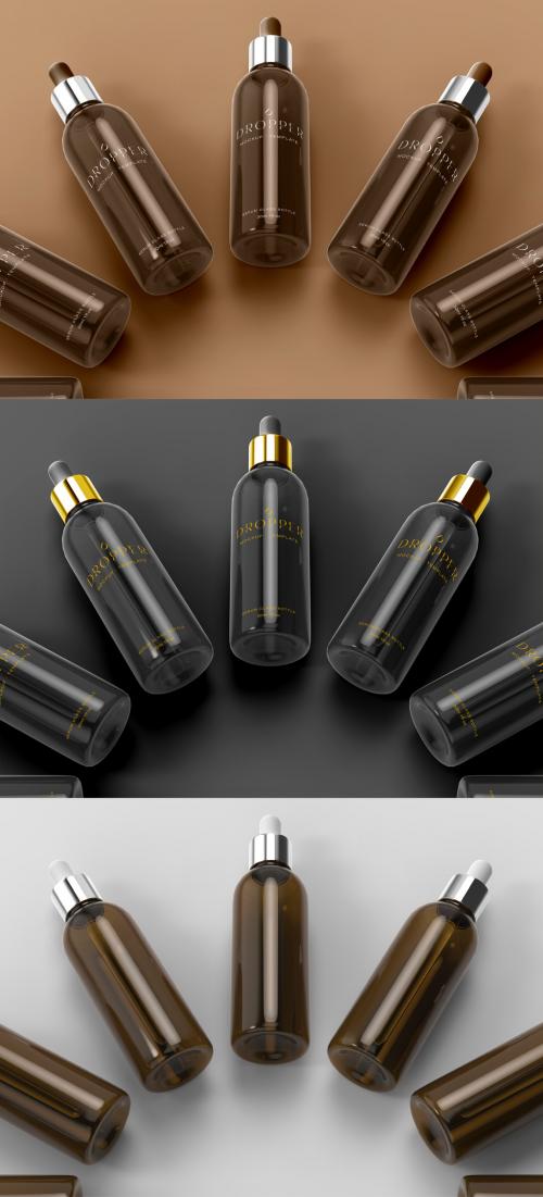 Amber Dropper Bottles Mockup