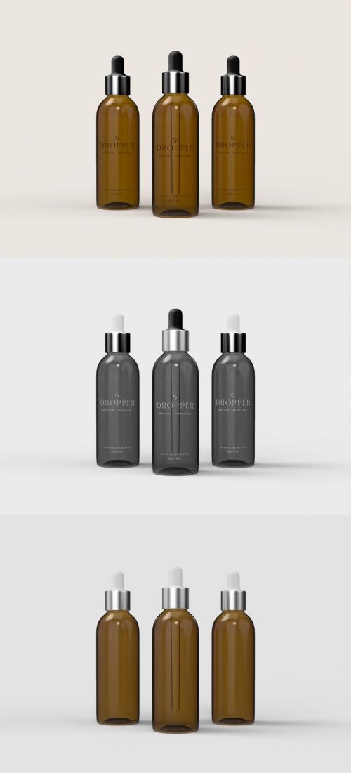 Amber Dropper Bottles Mockup