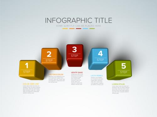 Vector Colorful Multipurpose Infographic with Five Cube Steps