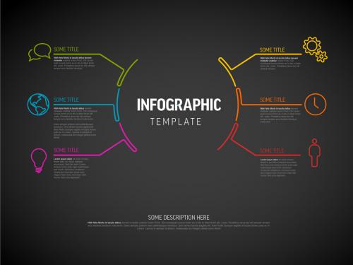 Infographic Dark Circle with Six Elements