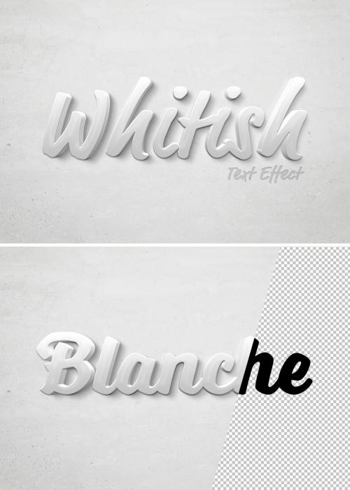 White 3D Glossy Text Effect Mockup with Soft Shadow