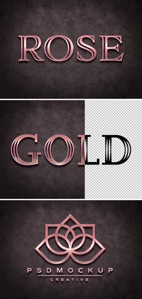 Old Pink Gold Text Style with Glossy Effect Mockup