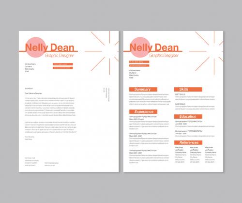 Resume and Cover Letter with Pink and Orange Accents