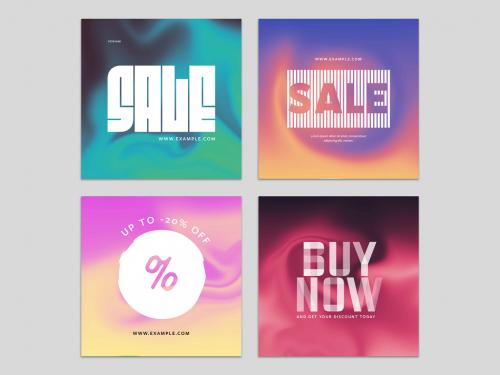 Sale Social Media Layouts with Abstract Backgrounds