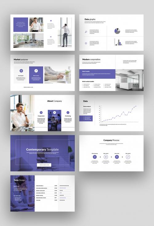 Corporate Slide Layouts with Very Peri Color Accent