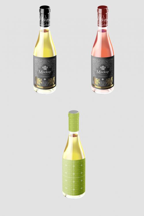 White Wine with Glass Bottle Mockup
