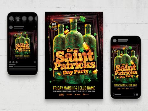 Green Bottle St Patricks Day Party Flyer Poster