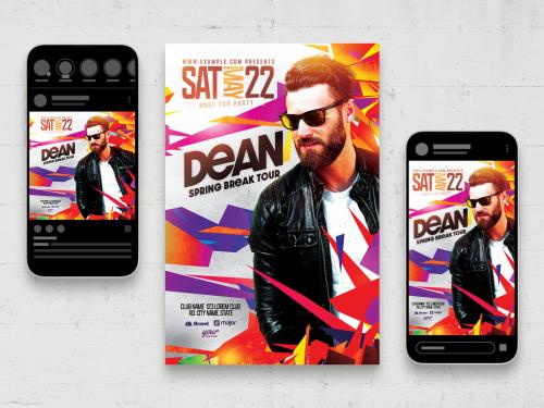 Dj Flyer with Colorful Geometric Elements