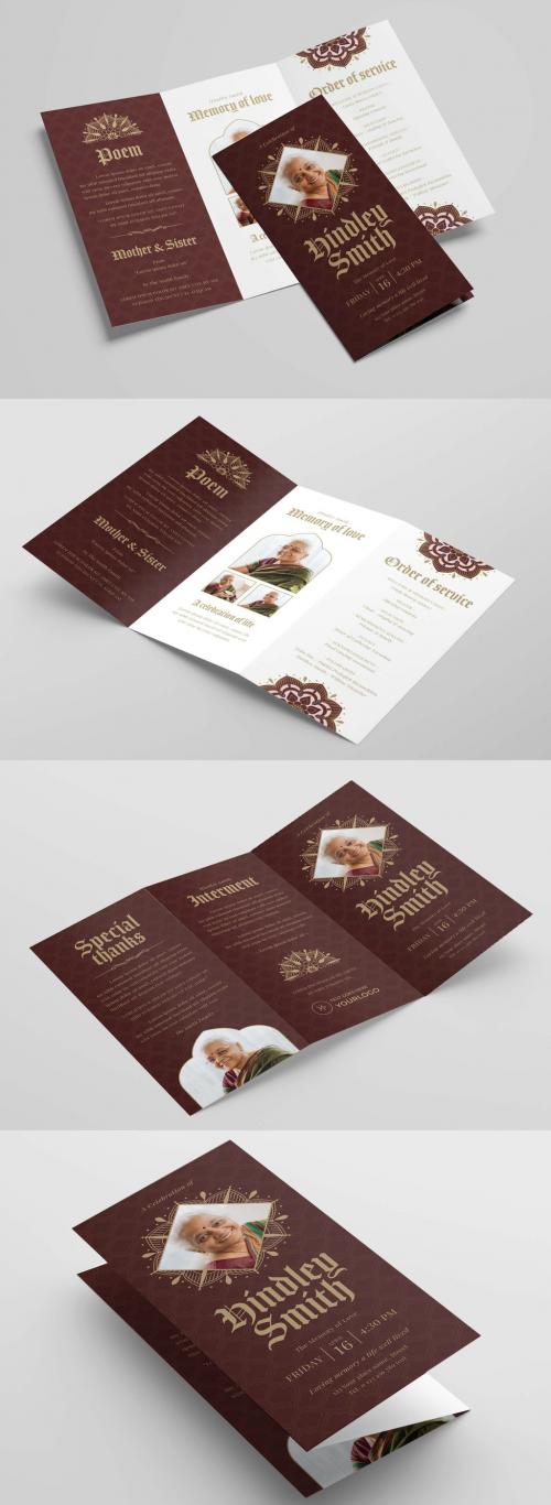 Indian Obituary Memorial Service Funeral Program Trifold Brochure