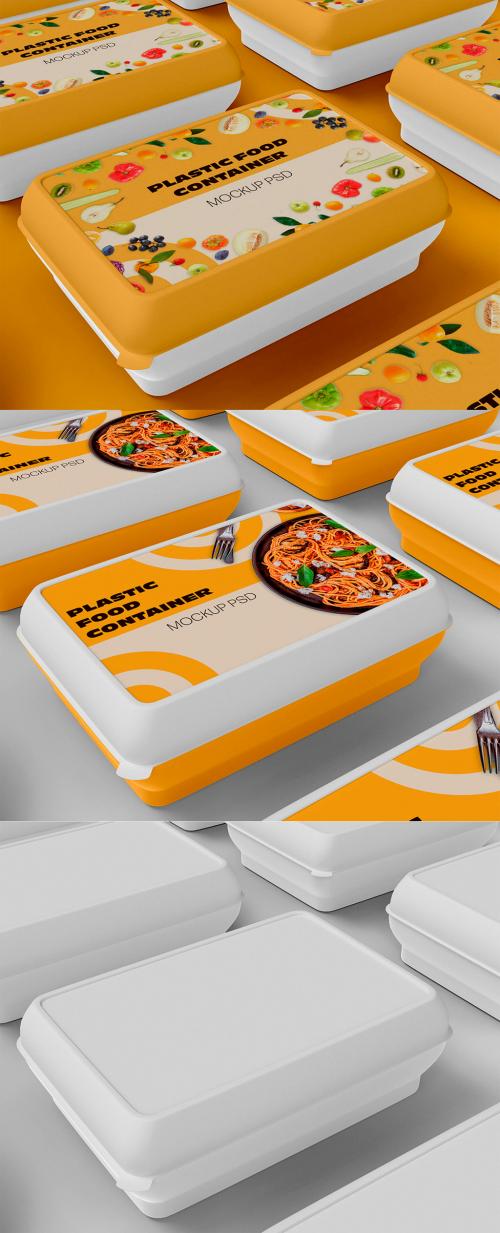 Set of Plastic Food Containers Mockup