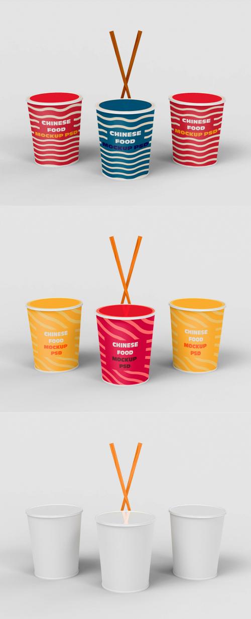 Three Chinese Food Box Mockup