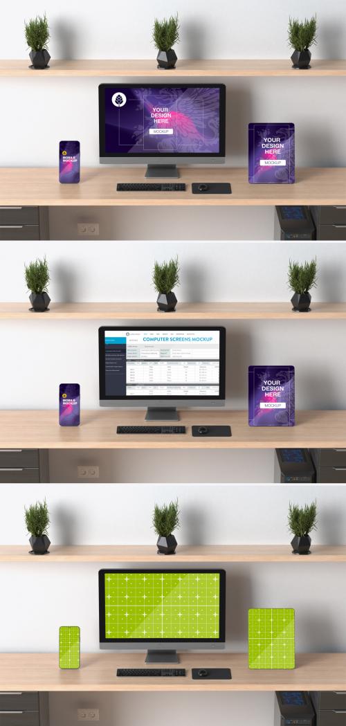 Desktop Computer Scene Mockup