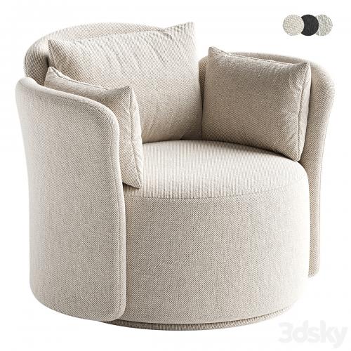 Swivel chair Lulu L black and white boucle