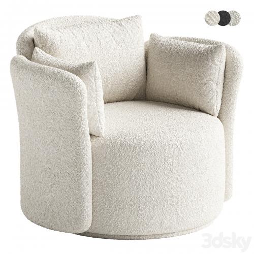 Swivel chair Lulu L black and white boucle