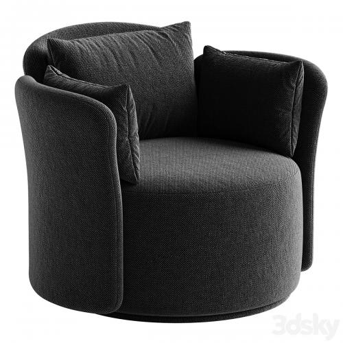 Swivel chair Lulu L black and white boucle