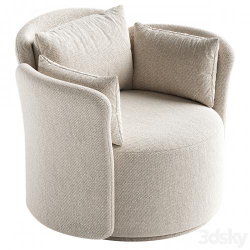 Swivel chair Lulu L black and white boucle