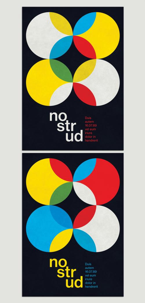 Vintage Colorful Poster Layout with Circles Shapes