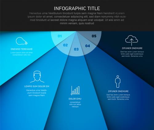 Blue Fan Folded Papers Infographic Layout