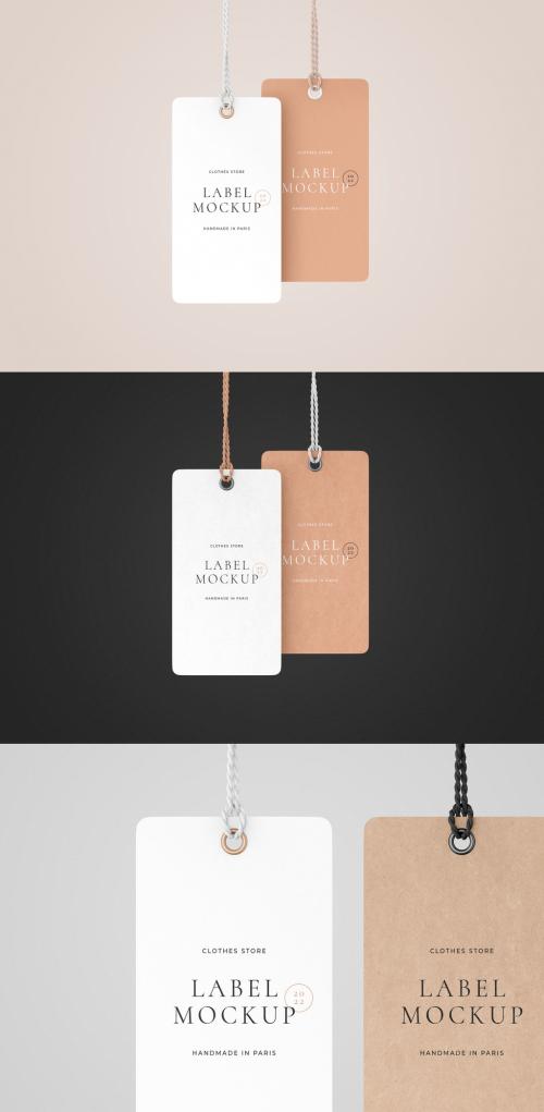 3D Hang Clothes Tags Mockup