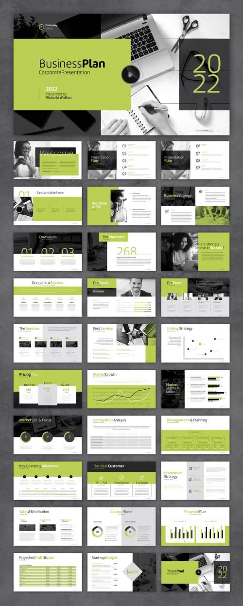 Business Plan Presentation with Green Accents