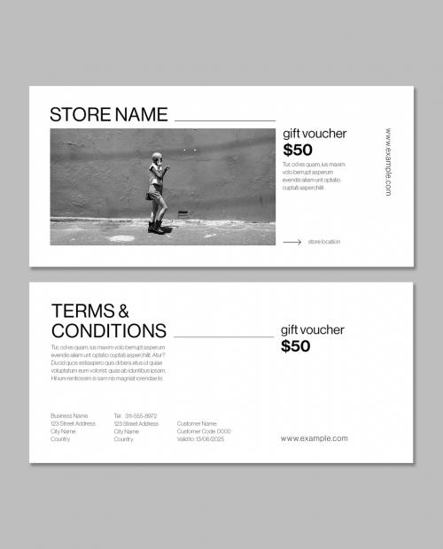 Minimal Black and White Gift Voucher Layout