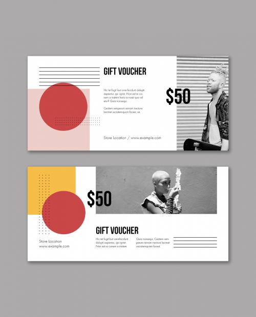 Minimal Gift Voucher Layout with Colored Shapes