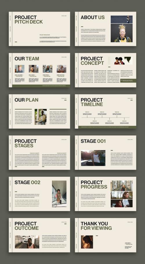 Pitch Deck Layout with Green Accents