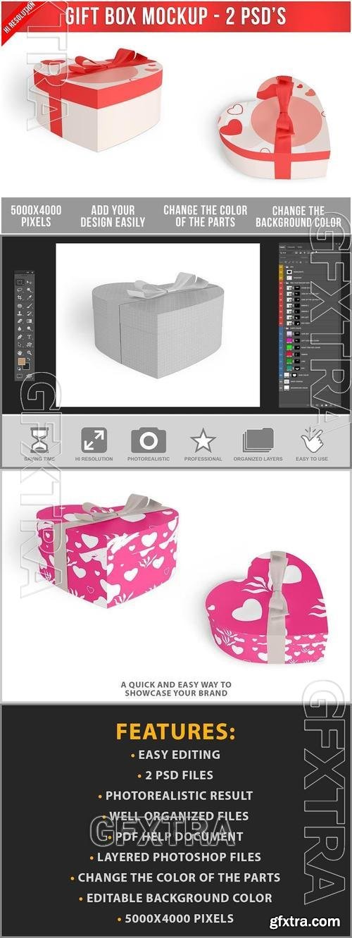 Heart Shaped Gift Box with Mockup SQAJU7R