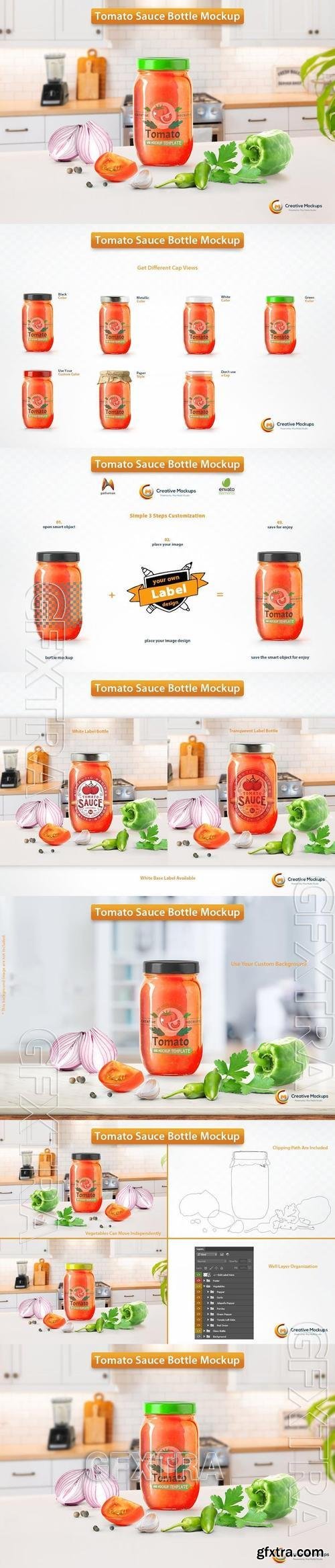 Tomato Sauce Bottle Mockup BW7JS3T