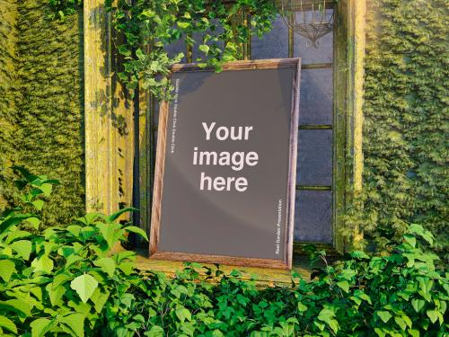 Garden with Picture Frame Mockup