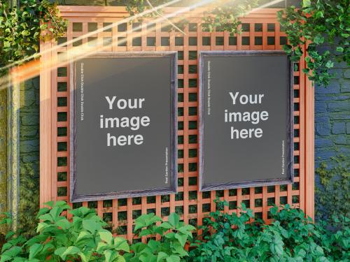 Garden with Picture Frame Mockup