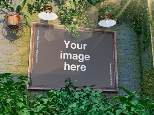 Garden with Picture Frame Mockup