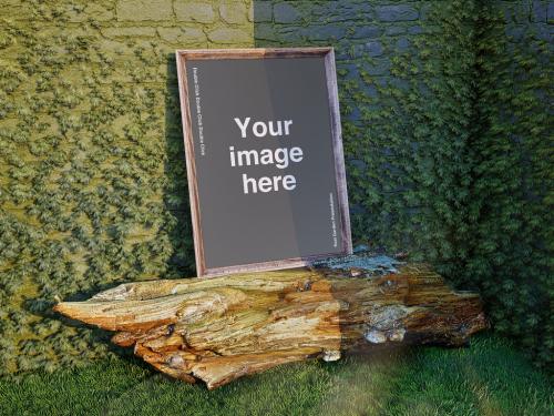 Garden with Picture Frame Mockup