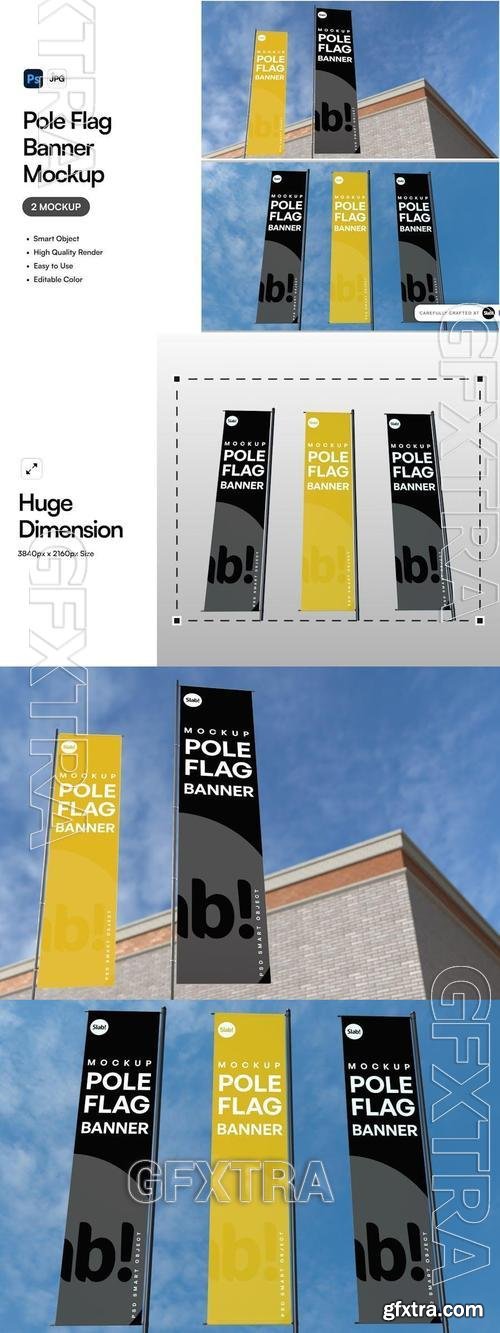 Pole Flag Banner 13ft Mockup Q55GE3D