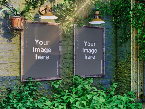 Garden with Picture Frame Mockup