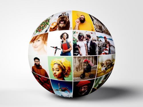 Sphere Photo Collage Mockup