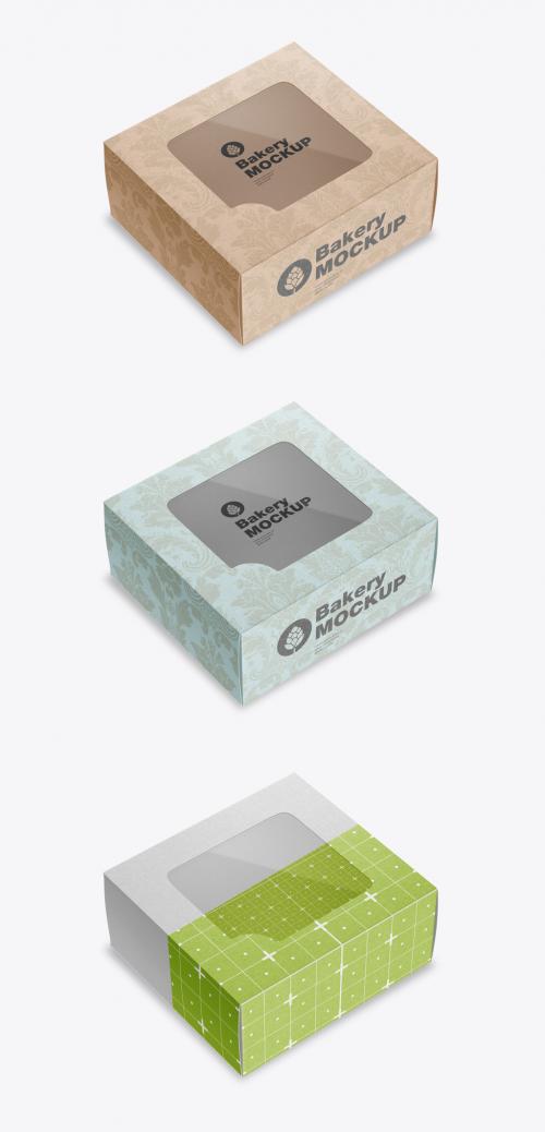 Square Food Box with Window Mockup