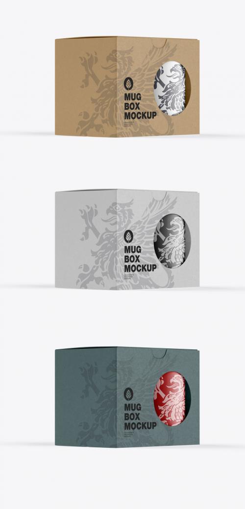 Cardboard Box with Mug Mockup