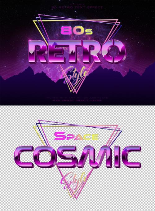 80S Text Effect with Retro Style Mockup