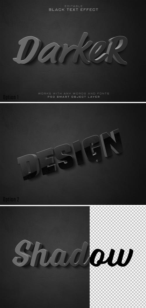 Text Effect Mockup with Black 3D Shadow